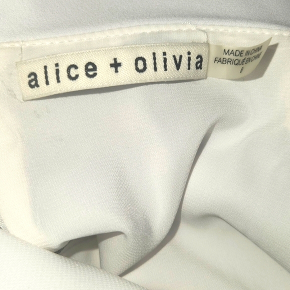Alice + Olivia White Silk Blend Strappy Mini Dress Size 8 - Picture 3 of 9